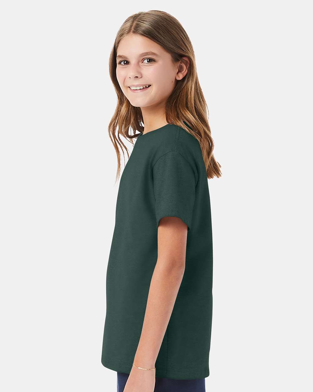 Youth Essential-T T-Shirt - OnModelSide - B31500892 - Athletic Dark Green