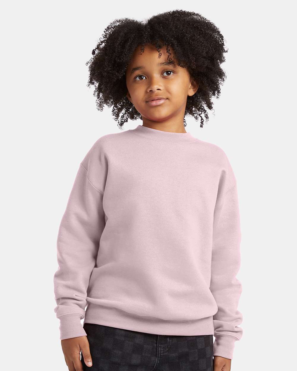 Youth Ecosmart® Crewneck Sweatshirt - OnModelFront - B33000302 - Pale Pink