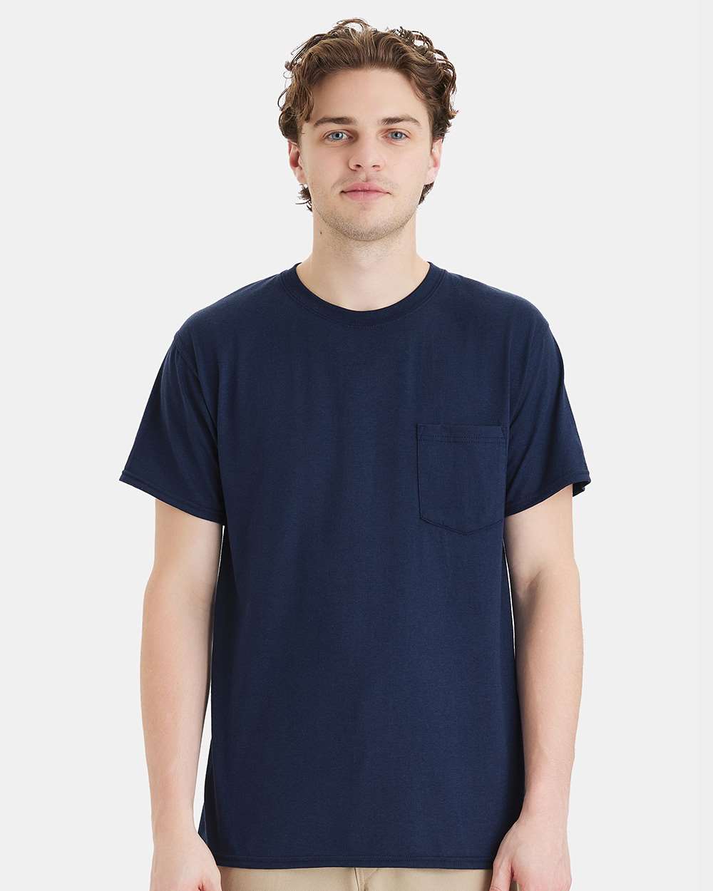 Unisex Workwear Pocket T-Shirt - OnModelFront - B25000653 - Navy