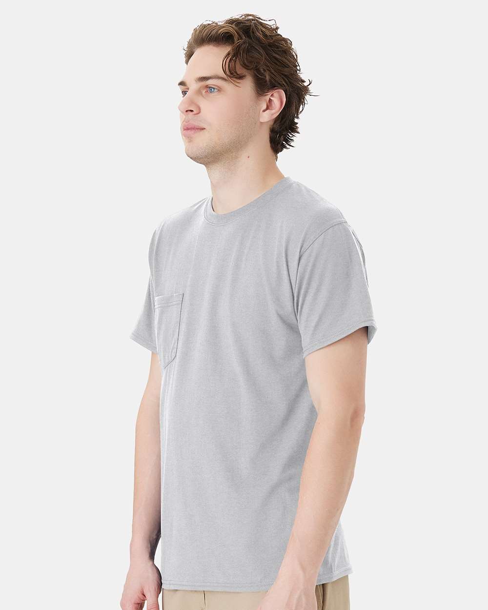 Unisex Workwear Pocket T-Shirt - OnModelSide - B25000583 - Light Steel