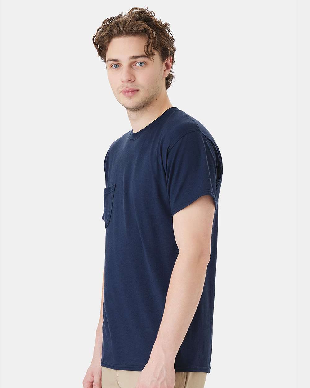 Unisex Workwear Pocket T-Shirt - OnModelSide - B25000653 - Navy
