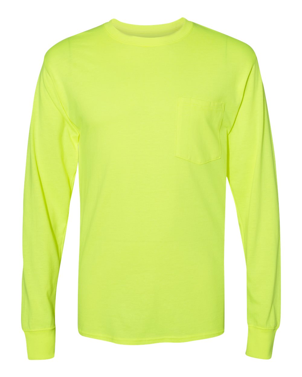 Unisex Workwear Long Sleeve Pocket T-Shirt - Front - B25100163 - Safety Green