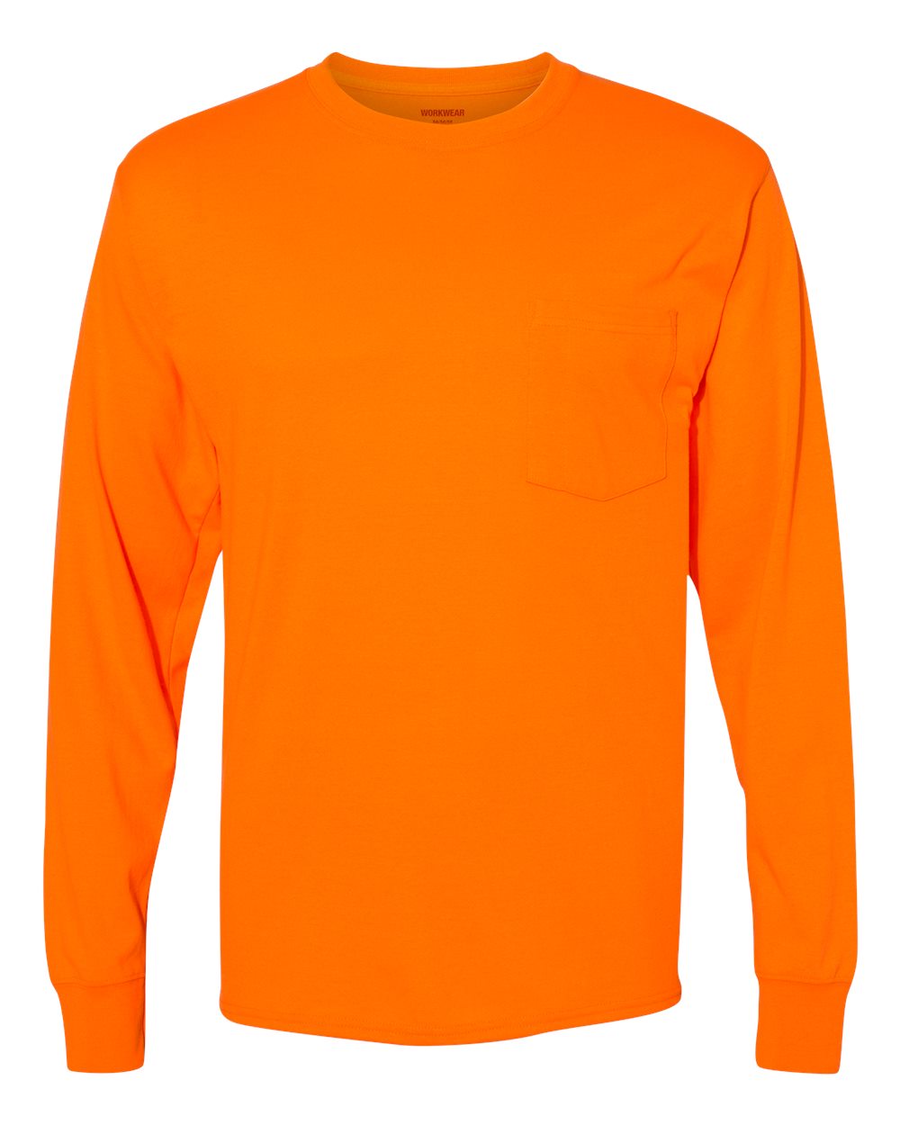 Unisex Workwear Long Sleeve Pocket T-Shirt - Front - B25100343 - Safety Orange