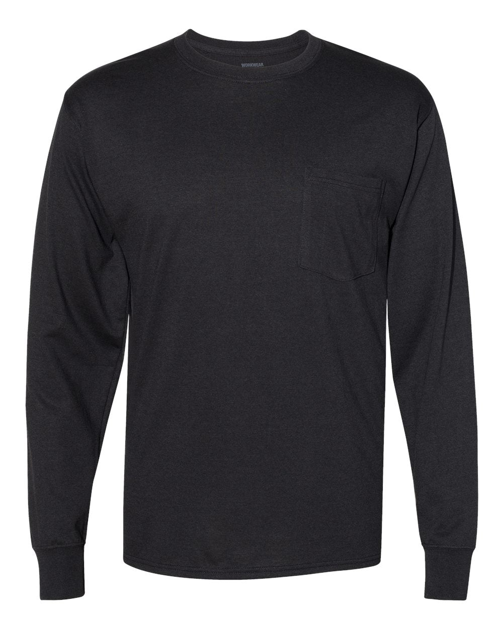 Unisex Workwear Long Sleeve Pocket T-Shirt - Front - B25100503 - Black