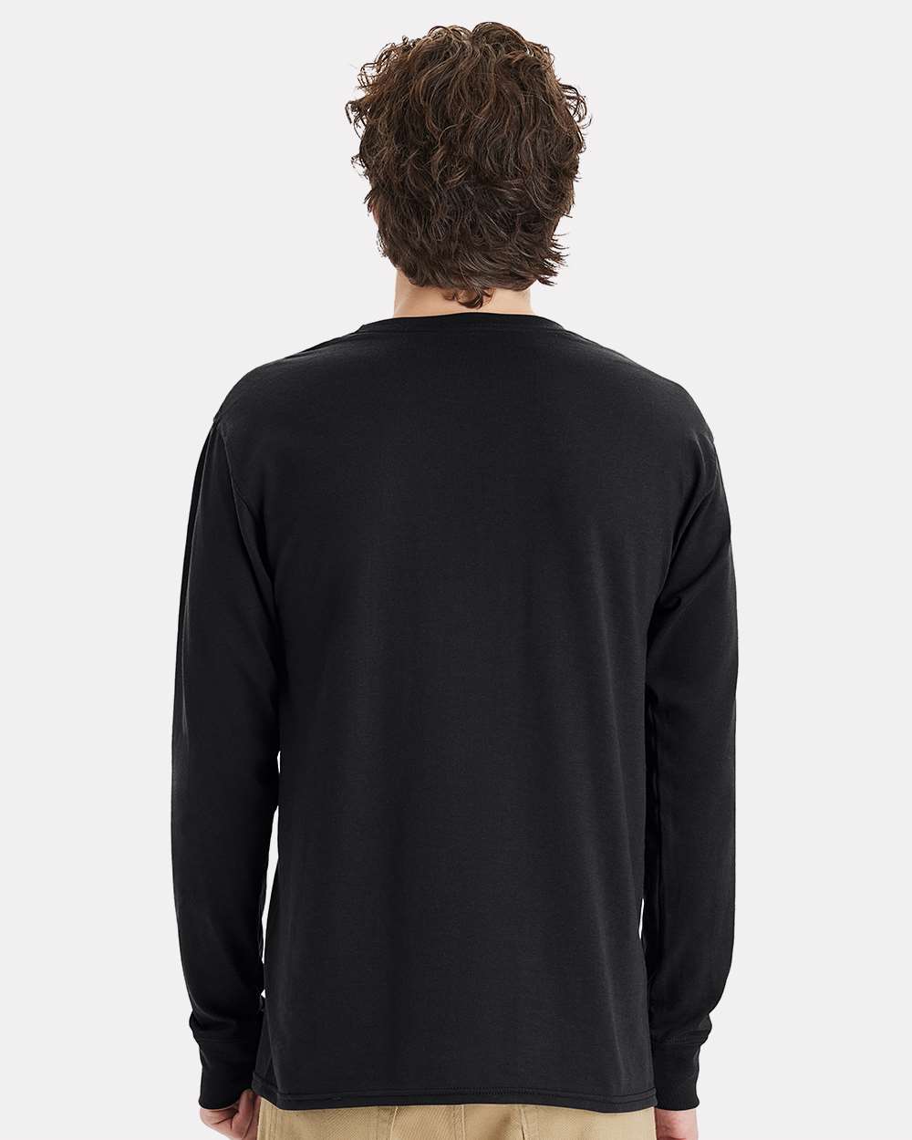 Unisex Workwear Long Sleeve Pocket T-Shirt - OnModelBack - B25100503 - Black