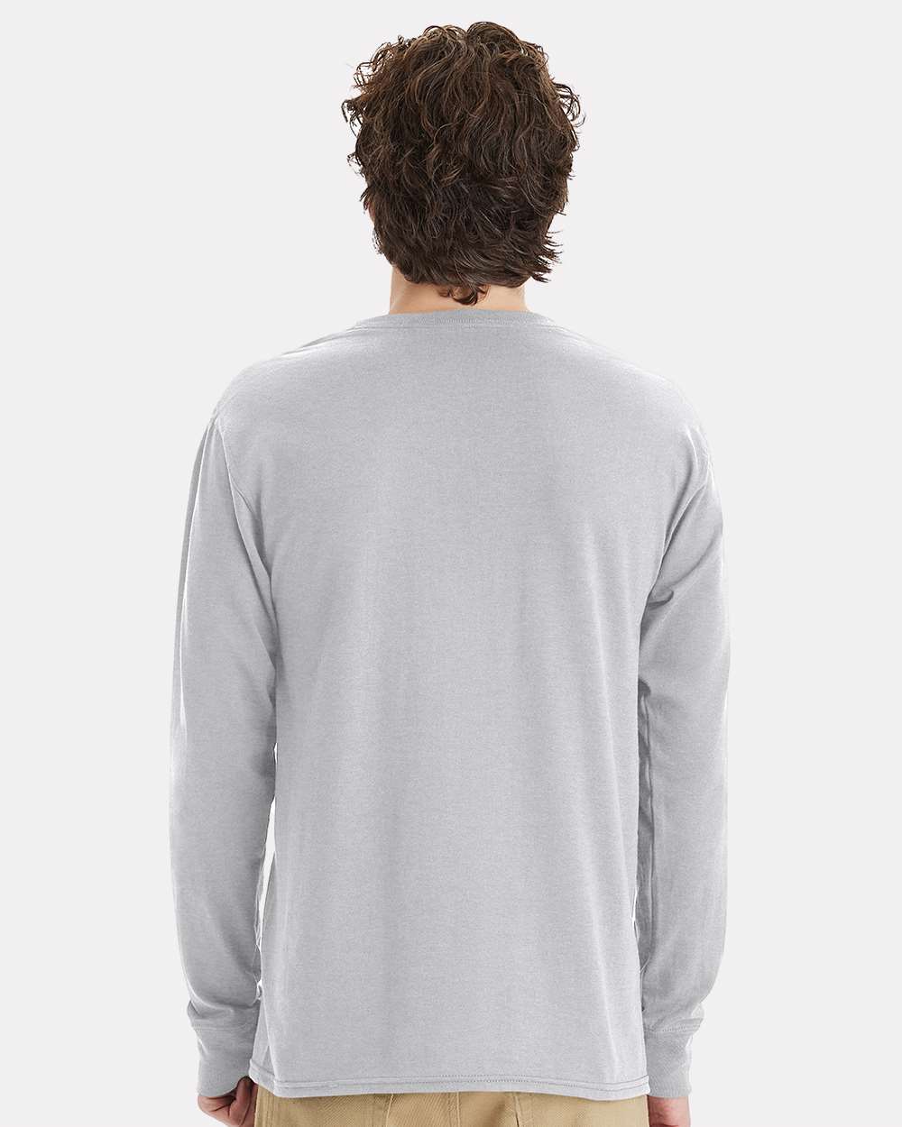Unisex Workwear Long Sleeve Pocket T-Shirt - OnModelBack - B25100583 - Light Steel