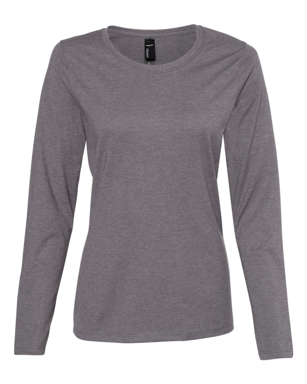 Women's Perfect-T Long Sleeve Scoopneck T-Shirt - Front - B00900093 - Charcoal Heather