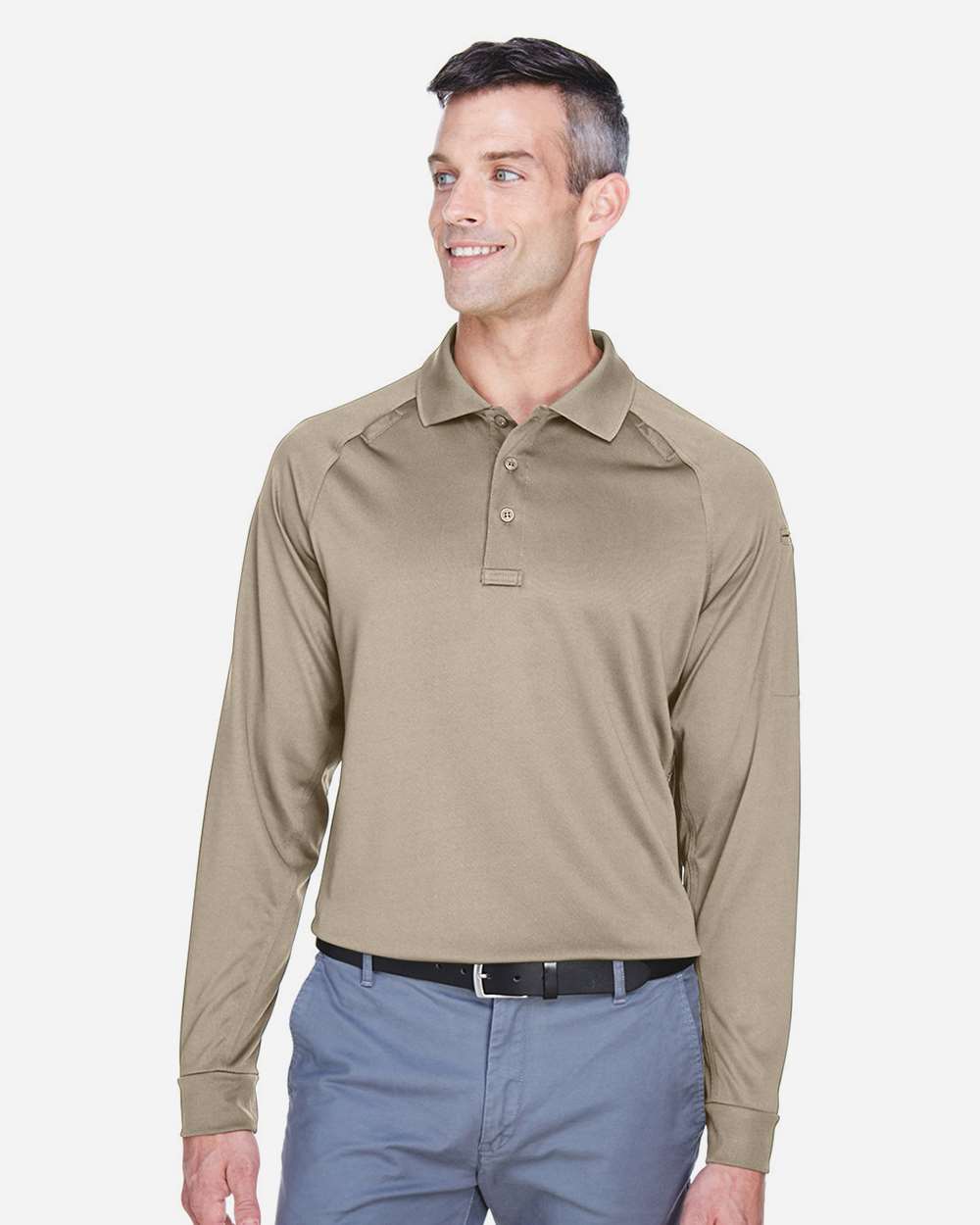 Men's Advantage Long Sleeve Tactical Polo - OnModelFront - B200B9242 - Desert Khaki