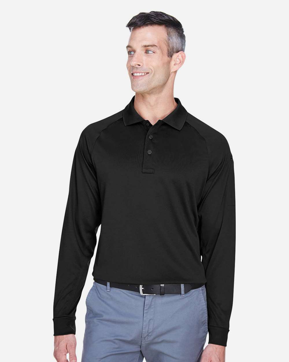 Men's Advantage Long Sleeve Tactical Polo - OnModelFront - B200B9502 - Black