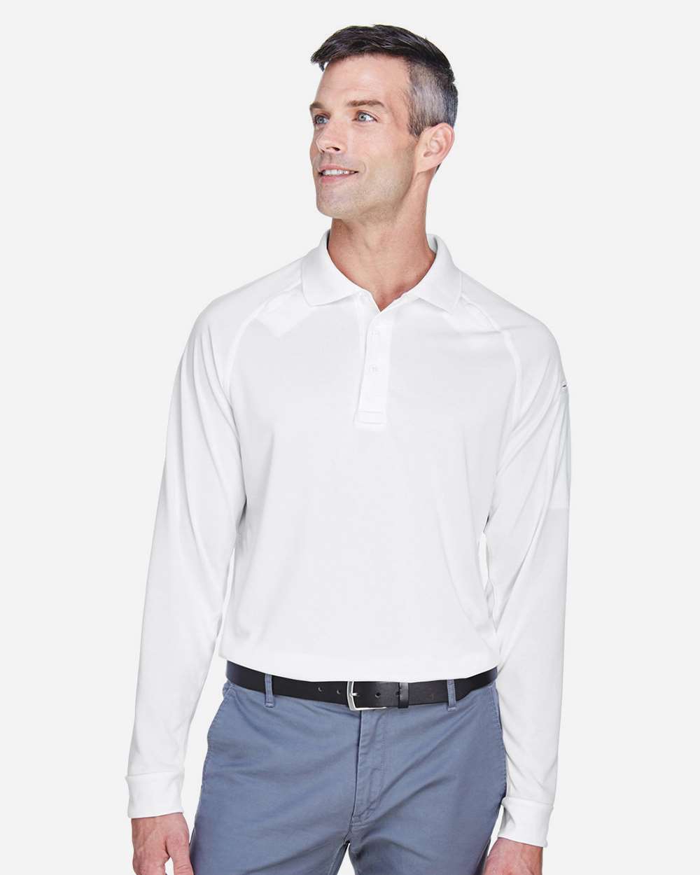 Men's Advantage Long Sleeve Tactical Polo - OnModelFront - B200B9532 - White