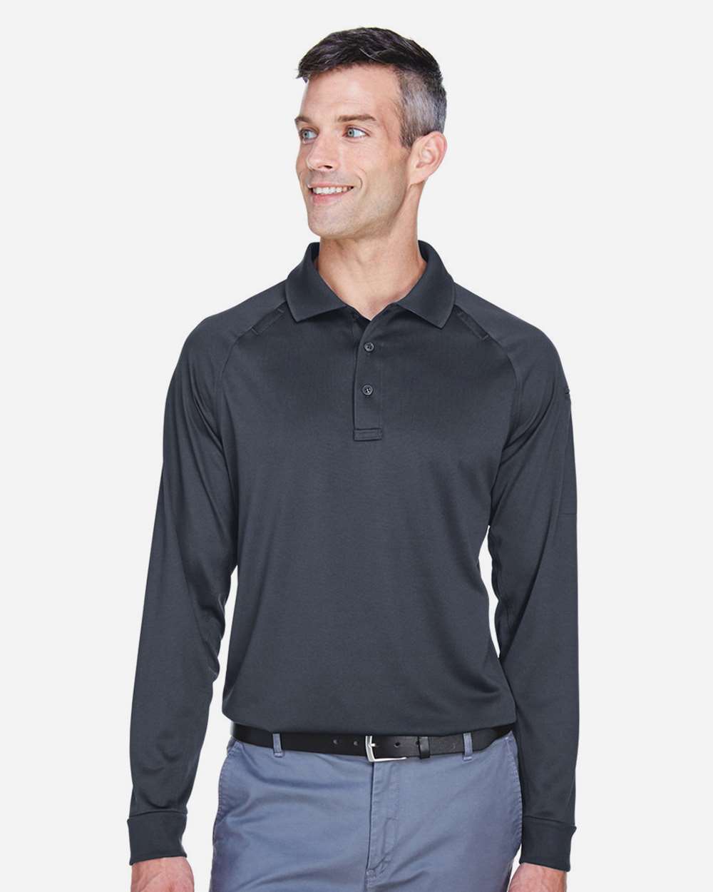 Men's Advantage Long Sleeve Tactical Polo - OnModelFront - B200B9592 - Dark Charcoal