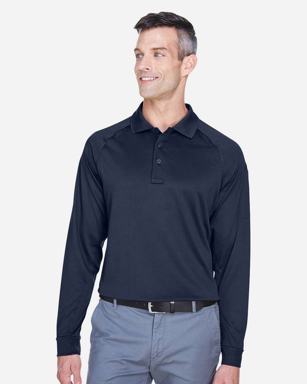Men's Advantage Long Sleeve Tactical Polo - OnModelFront - B200B9652 - Dark Navy