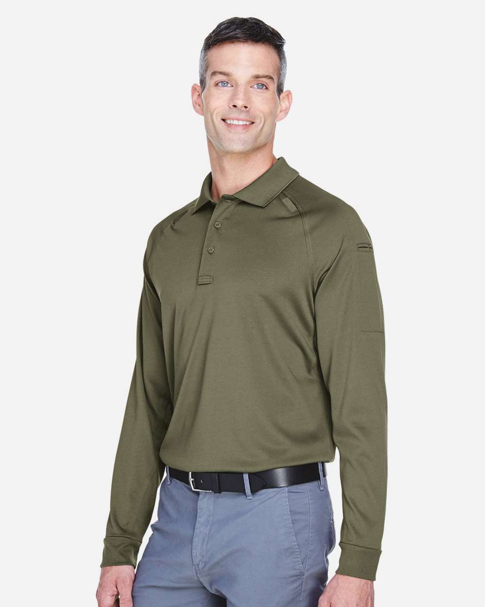 Men's Advantage Long Sleeve Tactical Polo - OnModelSide - B200B9172 - Tactical Green
