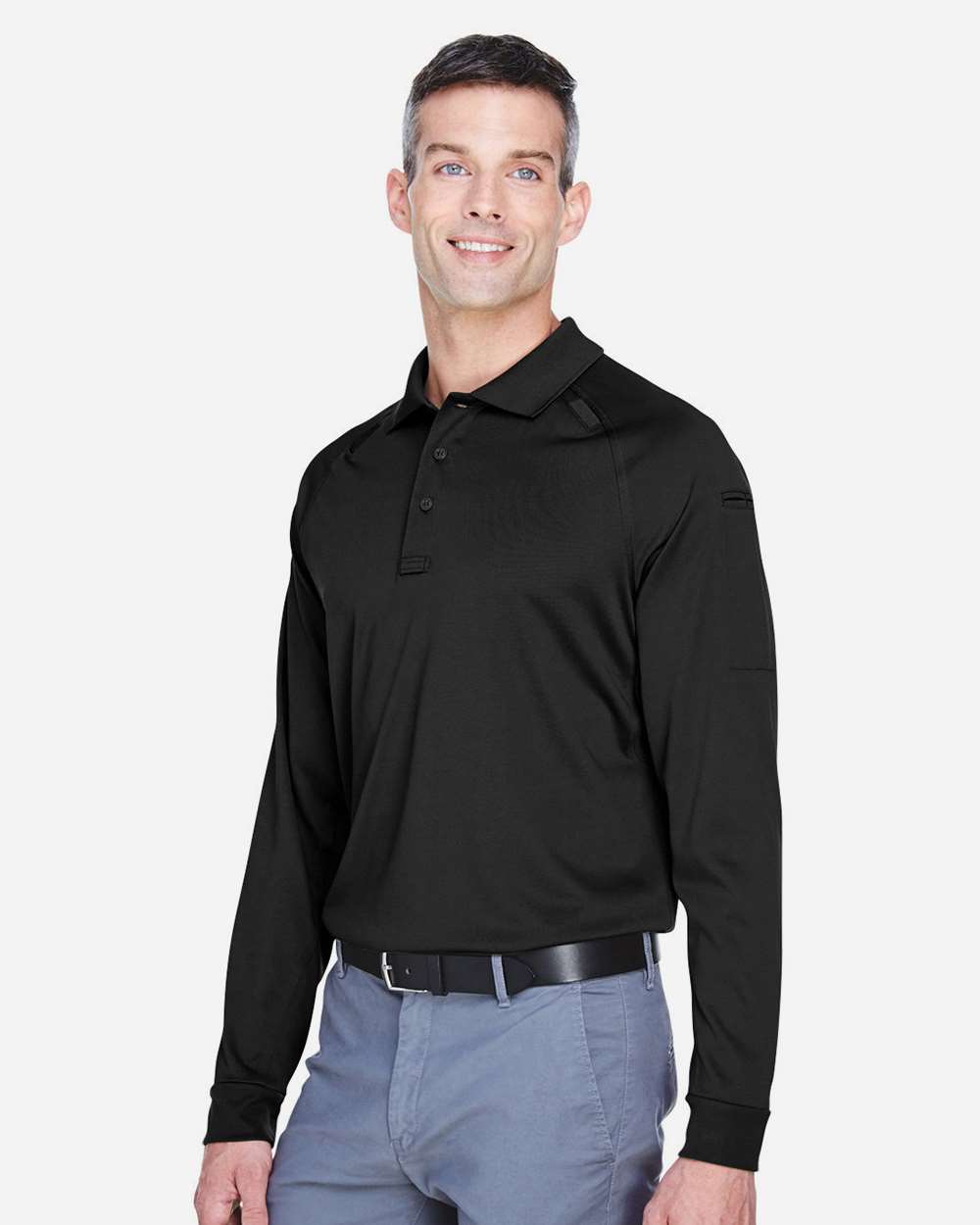 Men's Advantage Long Sleeve Tactical Polo - OnModelSide - B200B9502 - Black