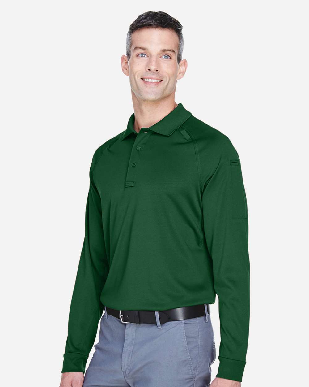Men's Advantage Long Sleeve Tactical Polo - OnModelSide - B200B9542 - Dark Green