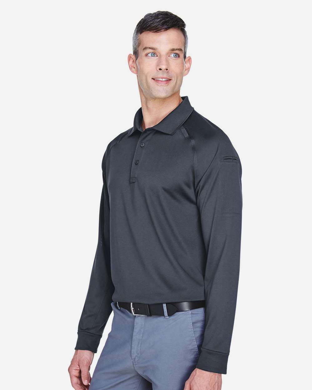 Men's Advantage Long Sleeve Tactical Polo - OnModelSide - B200B9592 - Dark Charcoal