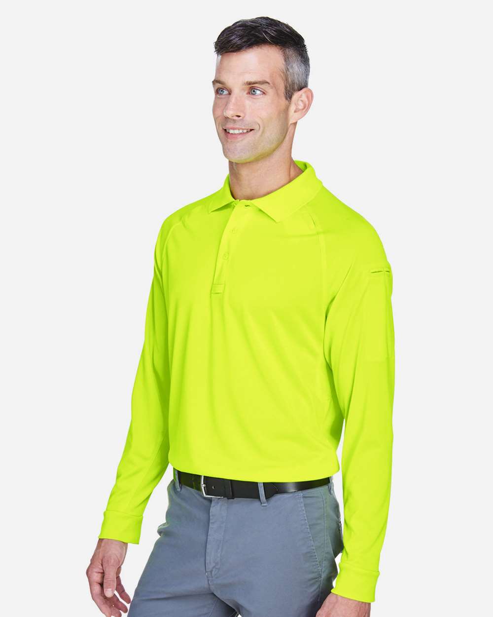Men's Advantage Long Sleeve Tactical Polo - OnModelSide - B200B9662 - Safety Yellow