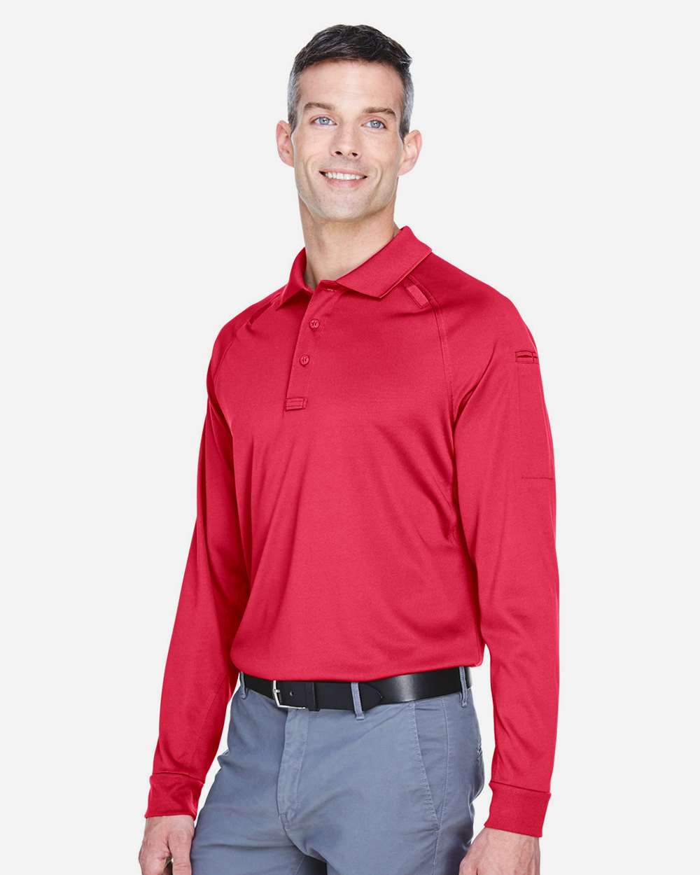 Men's Advantage Long Sleeve Tactical Polo - OnModelSide - B200B9702 - Red