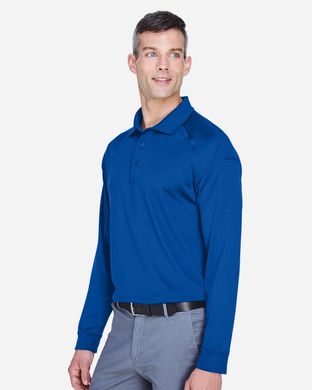 Men's Advantage Long Sleeve Tactical Polo - OnModelSide - B200B9752 - True Royal