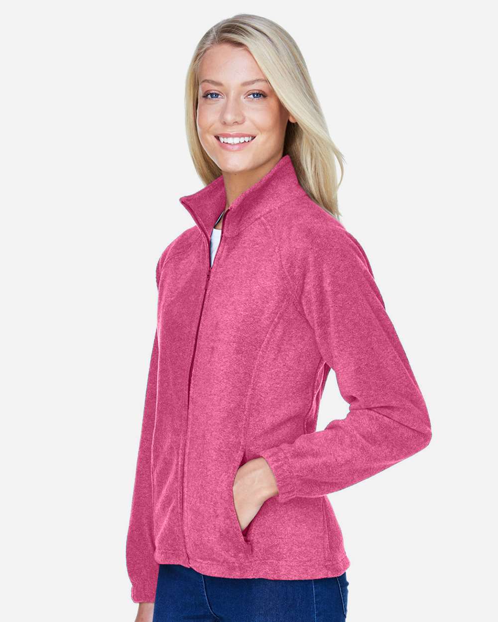 Women's Full-Zip Fleece - OnModelSide - B307B9302 - Charity Pink