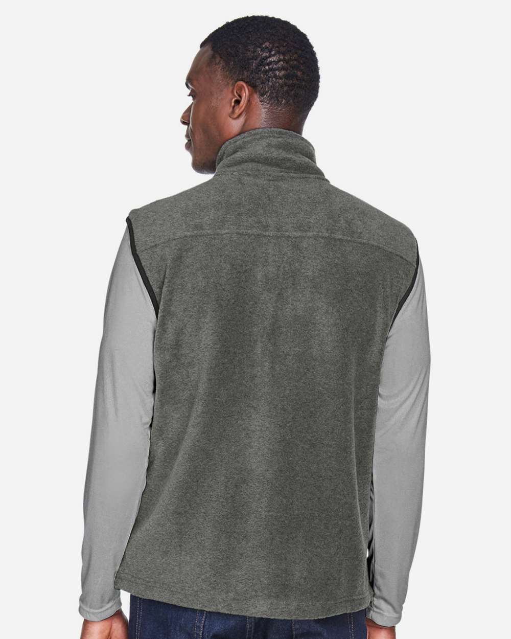 Unisex Fleece Full-Zip Vest - OnModelBack - B304B9593 - Charcoal