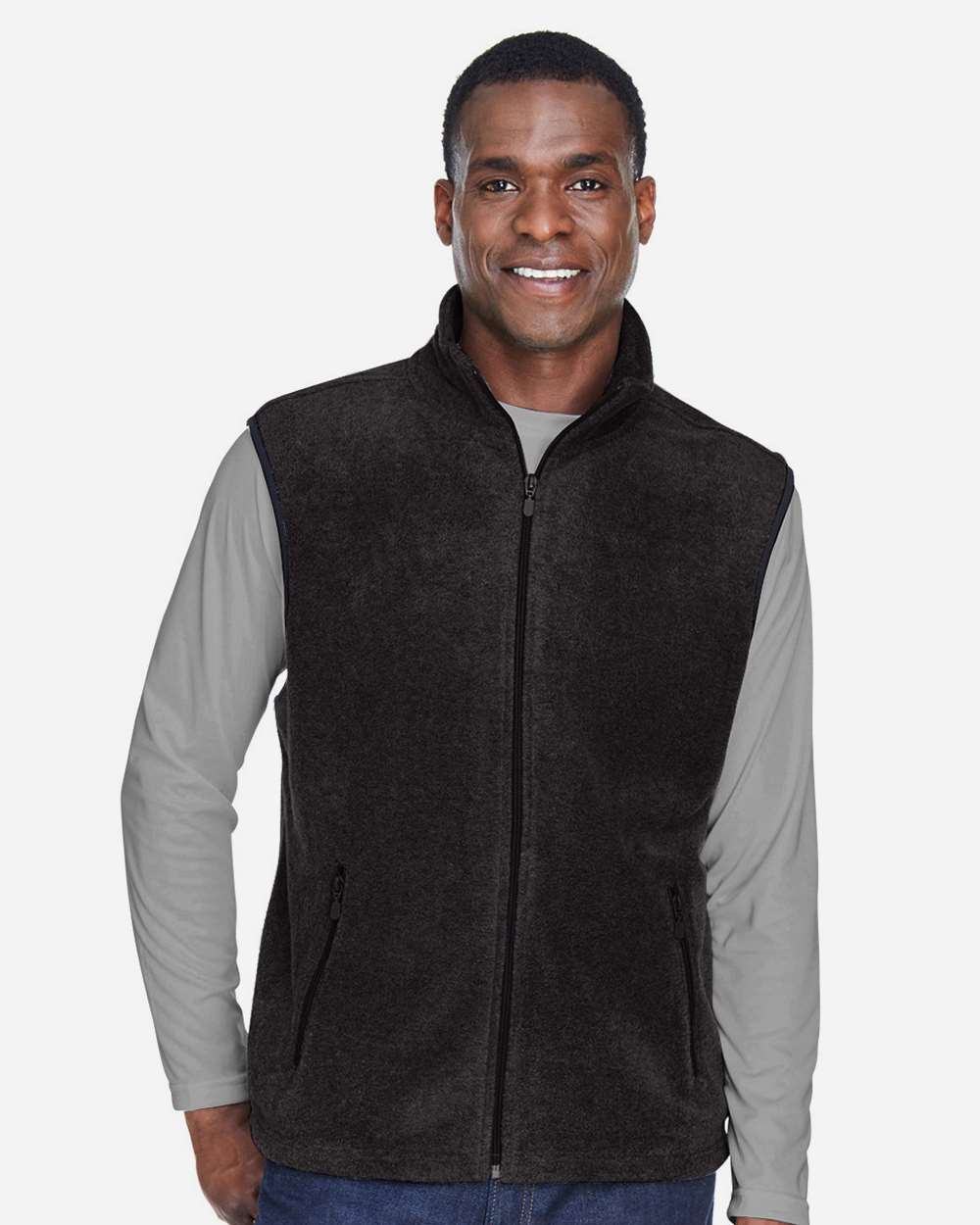 Unisex Fleece Full-Zip Vest - OnModelFront - B304B9503 - Black