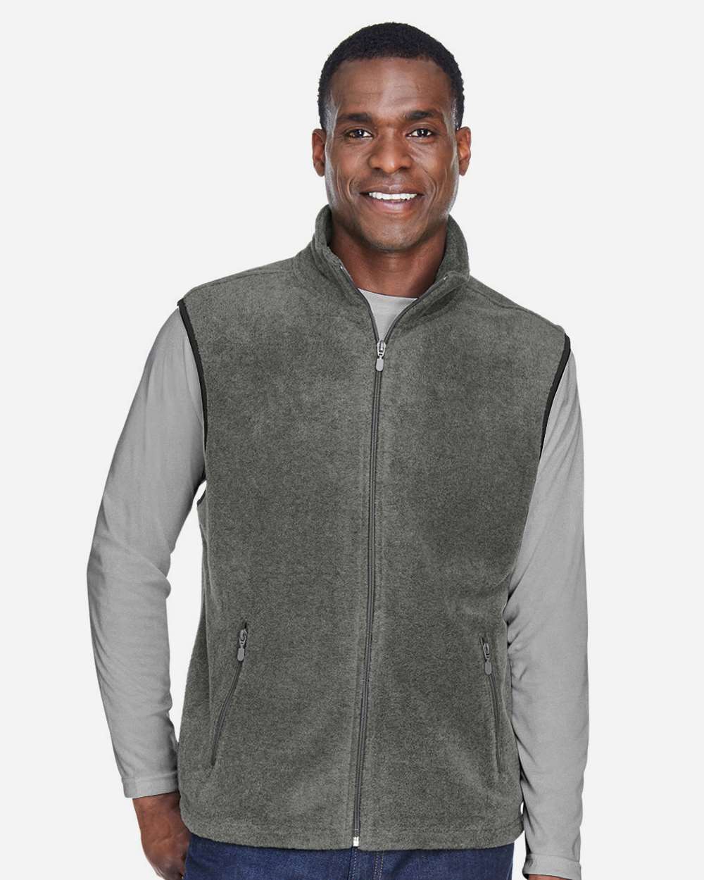 Unisex Fleece Full-Zip Vest - OnModelFront - B304B9593 - Charcoal