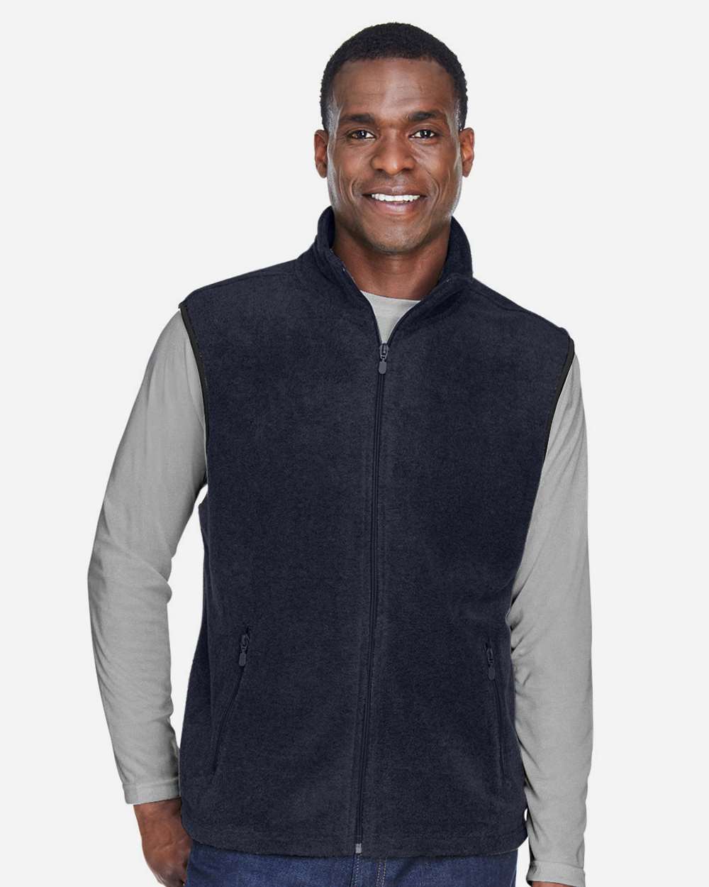 Unisex Fleece Full-Zip Vest - OnModelFront - B304B9653 - Navy