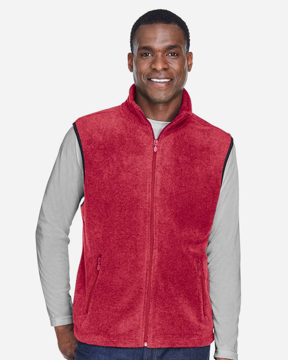 Unisex Fleece Full-Zip Vest - OnModelFront - B304B9703 - Red