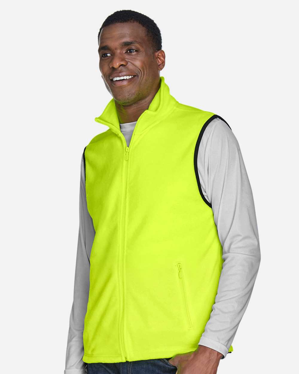 Unisex Fleece Full-Zip Vest - OnModelSide - B304B9123 - Safety Yellow
