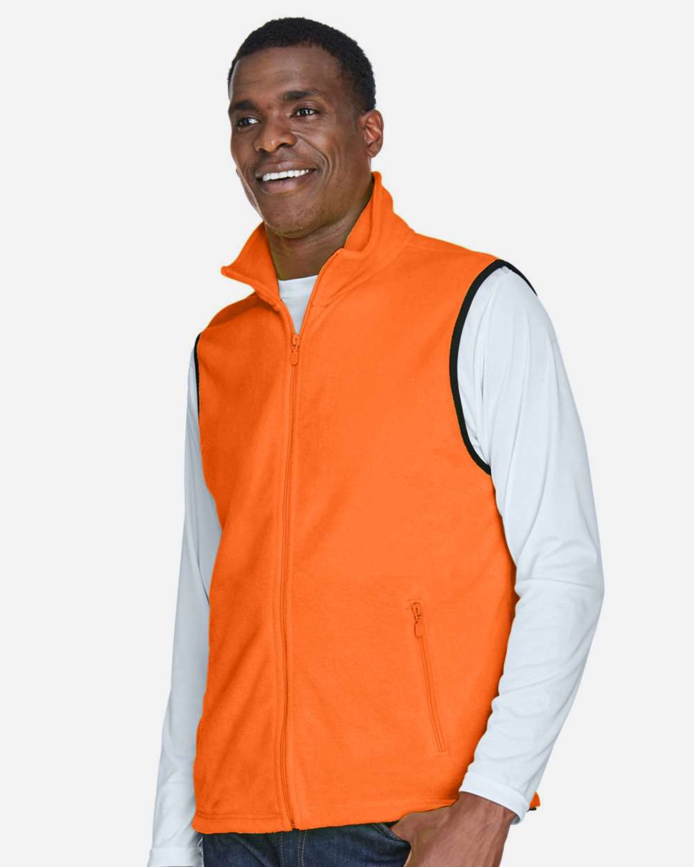 Unisex Fleece Full-Zip Vest - OnModelSide - B304B9663 - Safety Orange