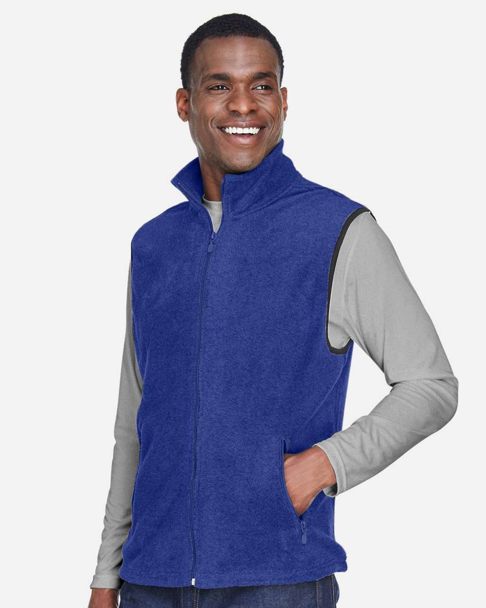 Unisex Fleece Full-Zip Vest - OnModelSide - B304B9753 - True Royal
