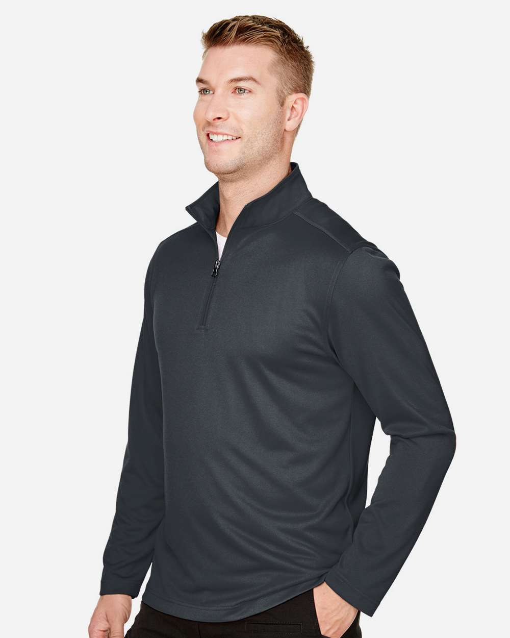 Men's Advantage Snag Protection Plus Quarter-Zip Pullover - OnModelSide - B288B9593 - Dark Charcoal