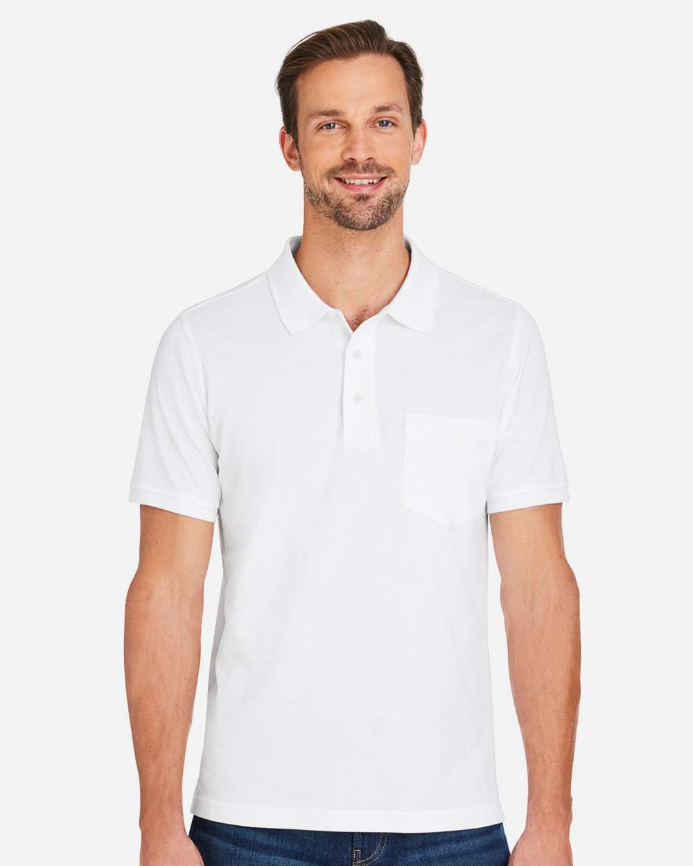 Men's Valiant Cotton Snag Protect Pocket Polo - OnModelFront - B194B9003 - White