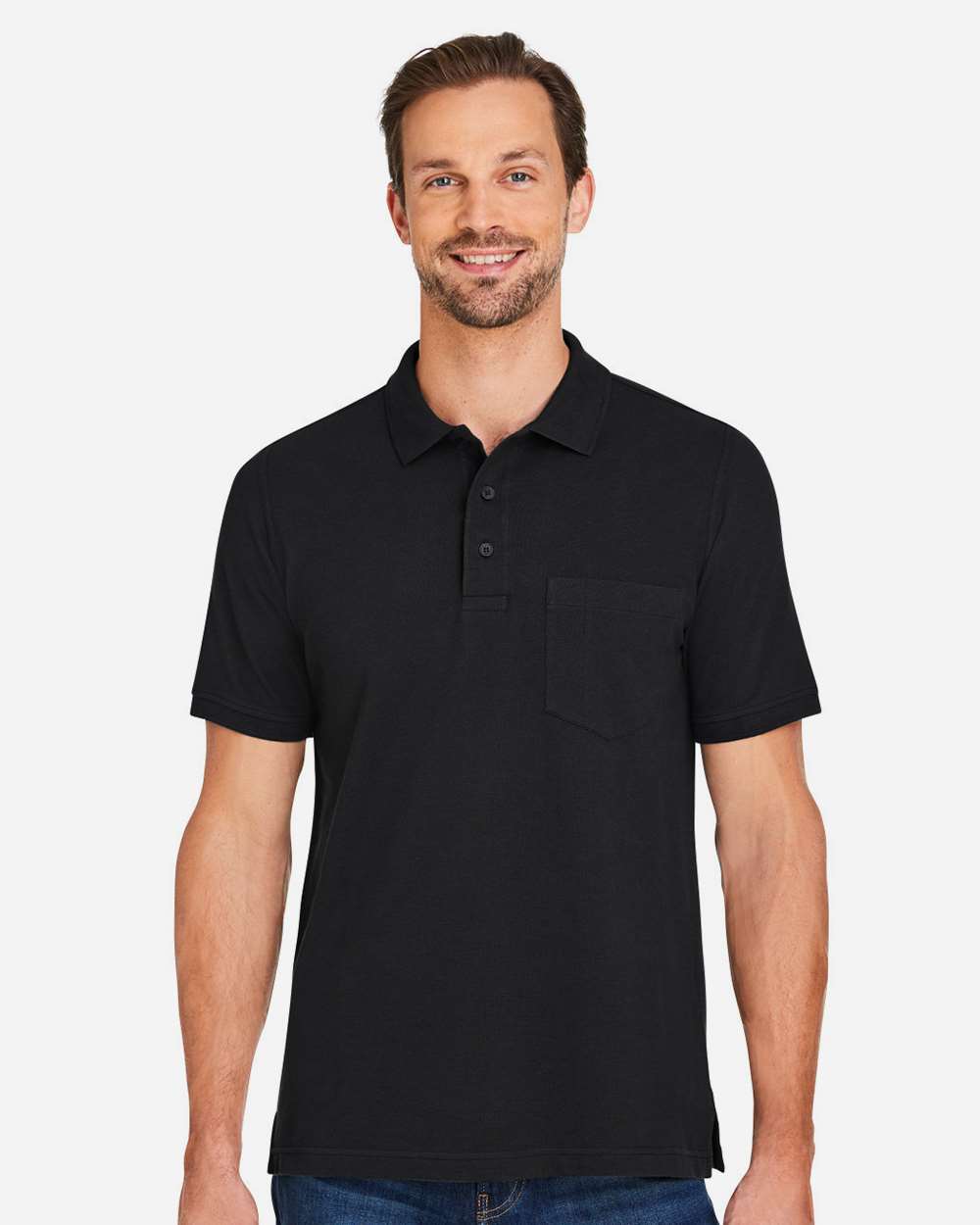 Men's Valiant Cotton Snag Protect Pocket Polo - OnModelFront - B194B9503 - Black