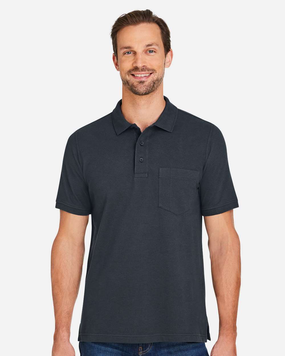 Men's Valiant Cotton Snag Protect Pocket Polo - OnModelFront - B194B9593 - Dark Charcoal