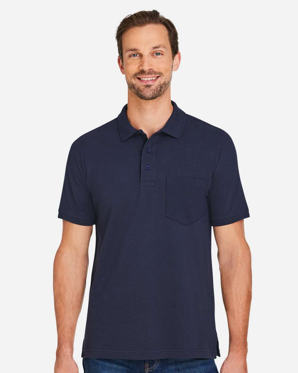 Men's Valiant Cotton Snag Protect Pocket Polo - OnModelFront - B194B9653 - Dark Navy