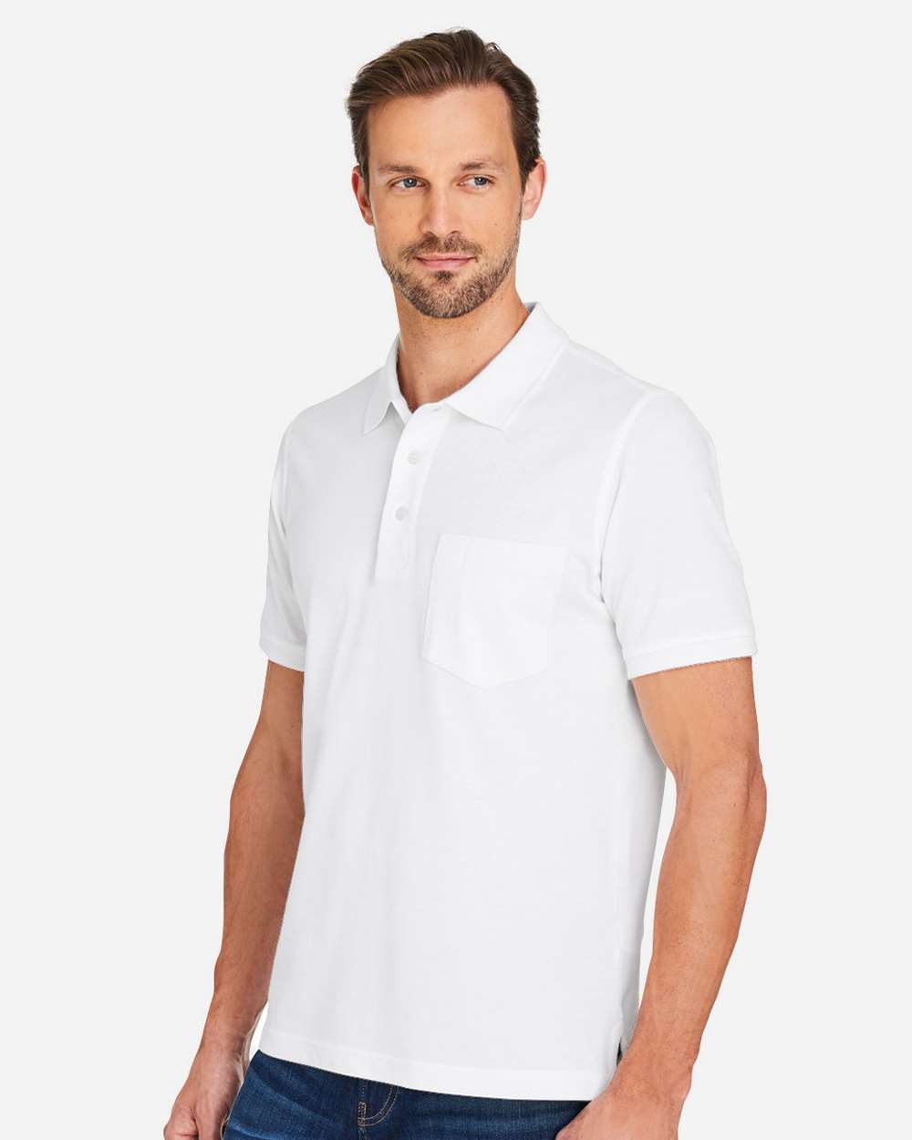 Men's Valiant Cotton Snag Protect Pocket Polo - OnModelSide - B194B9003 - White