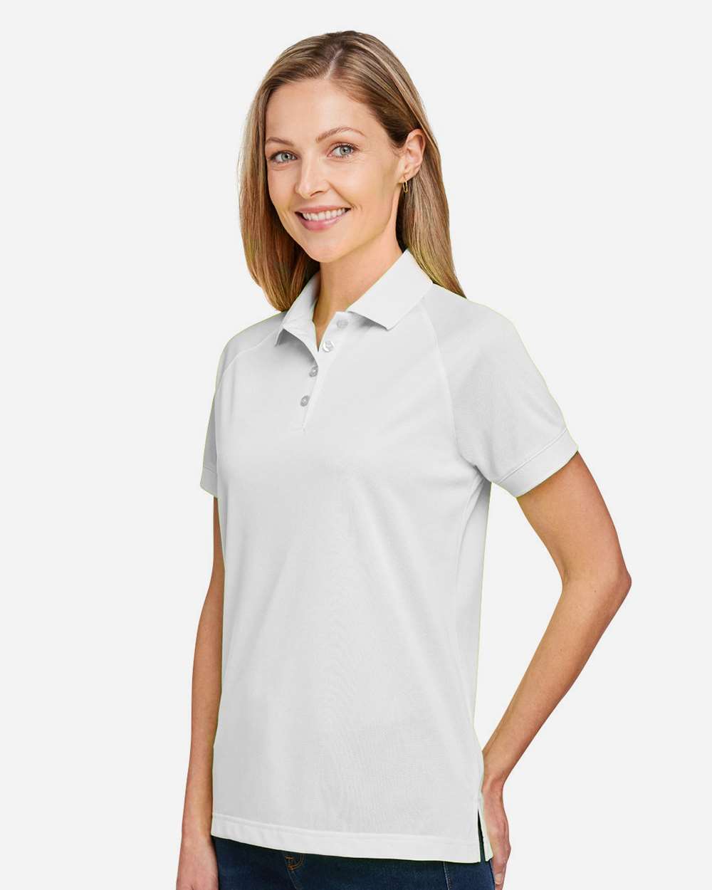 Women's Charge Snag and Soil Protect Polo - OnModelSide - B198B9002 - White