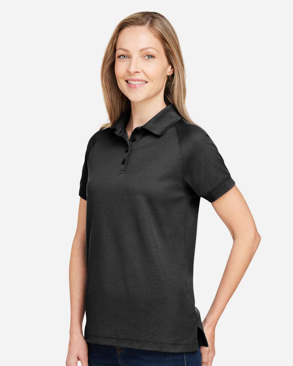 Women's Charge Snag and Soil Protect Polo - OnModelSide - B198B9502 - Black