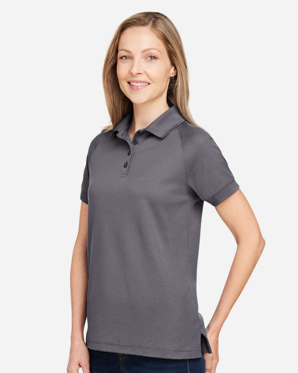 Women's Charge Snag and Soil Protect Polo - OnModelSide - B198B9592 - Dark Charcoal