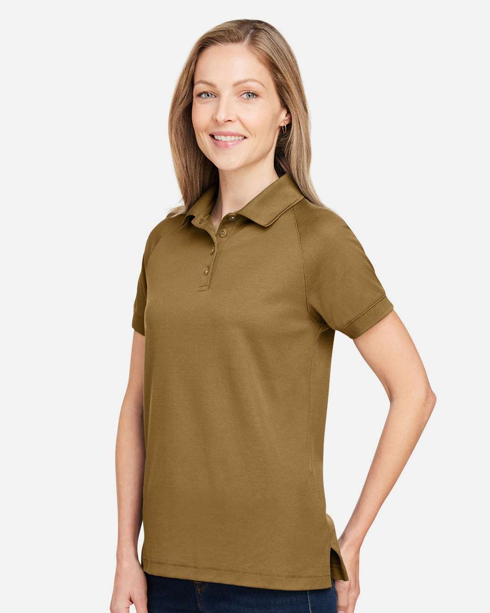 Women's Charge Snag and Soil Protect Polo - OnModelSide - B198B9602 - Coyote Brown