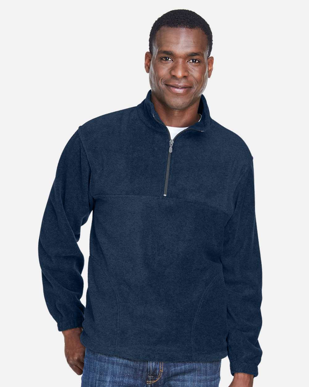 Men's Quarter-Zip Fleece Pullover - OnModelFront - B303B9653 - Navy