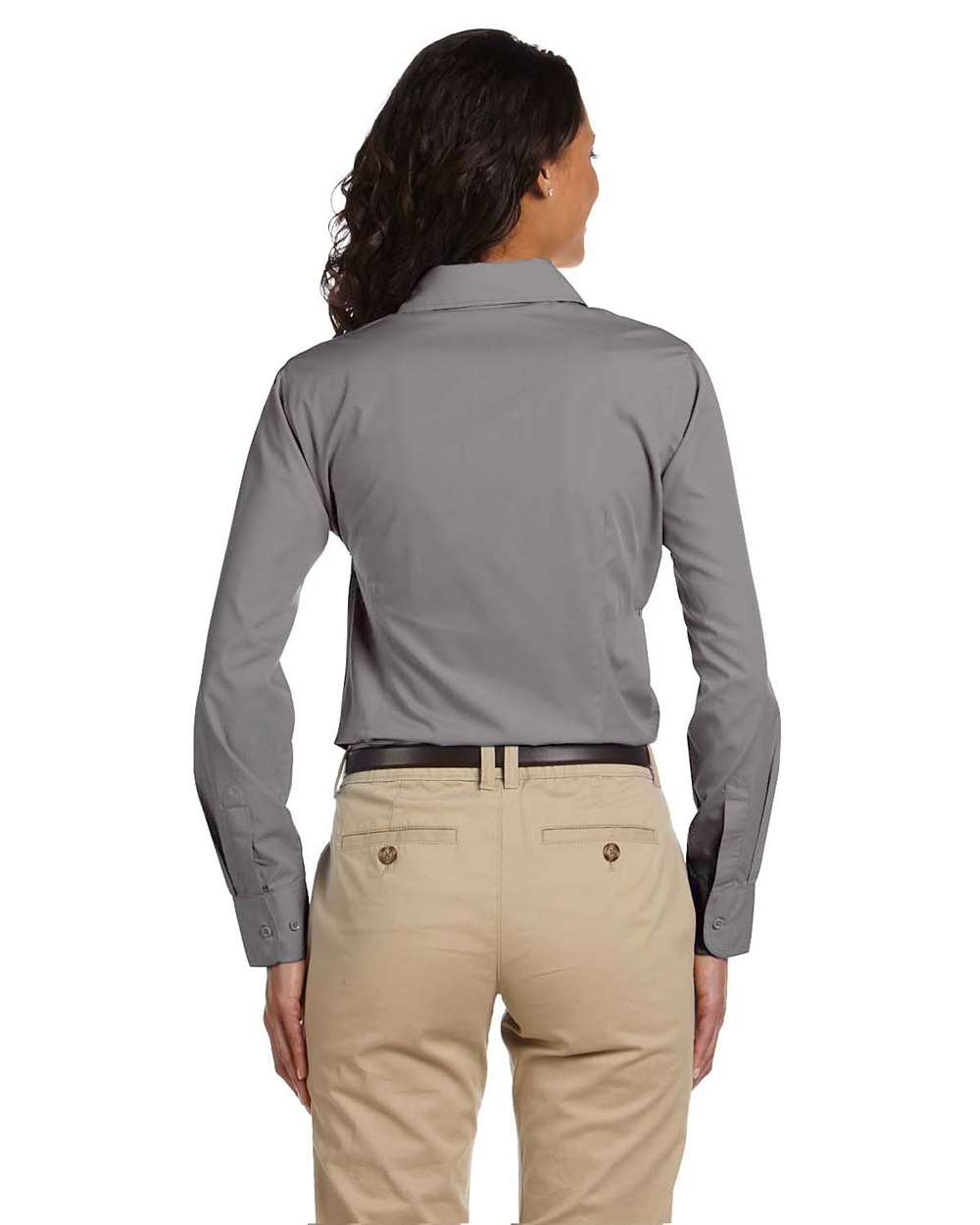 Women's Essential Poplin - OnModelBack - B243B9095 - Dark Grey