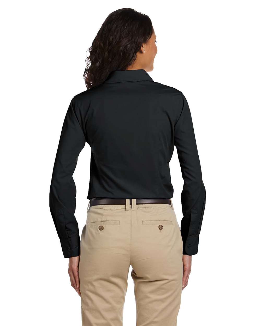 Women's Essential Poplin - OnModelBack - B243B9503 - Black