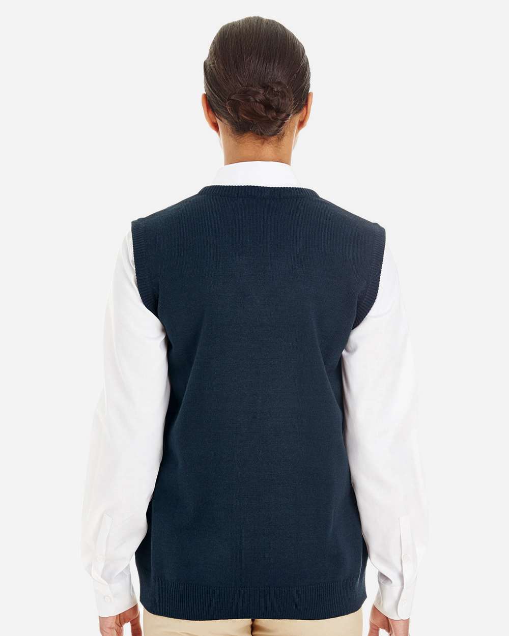 Women's Pilbloc™ V-Neck Sweater Vest - OnModelBack - B230B9652 - Dark Navy