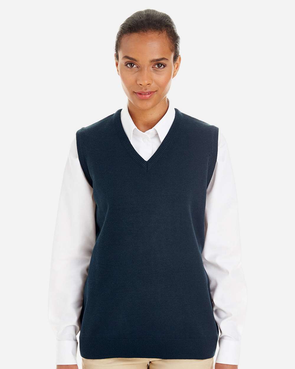 Women's Pilbloc™ V-Neck Sweater Vest - OnModelFront - B230B9652 - Dark Navy
