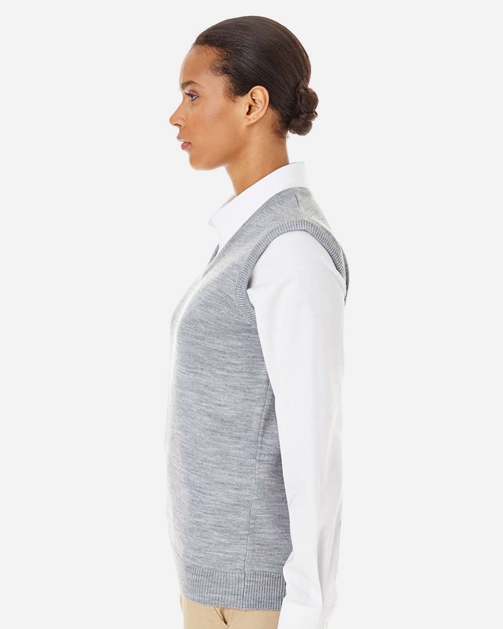 Women's Pilbloc™ V-Neck Sweater Vest - OnModelSide - B230B9092 - Grey Heather