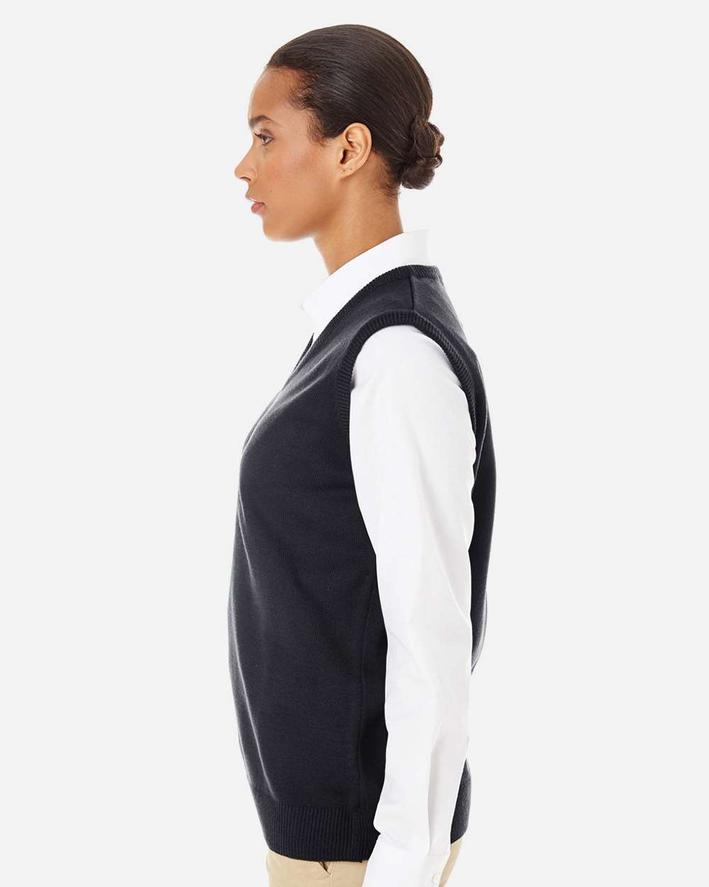 Women's Pilbloc™ V-Neck Sweater Vest - OnModelSide - B230B9502 - Black
