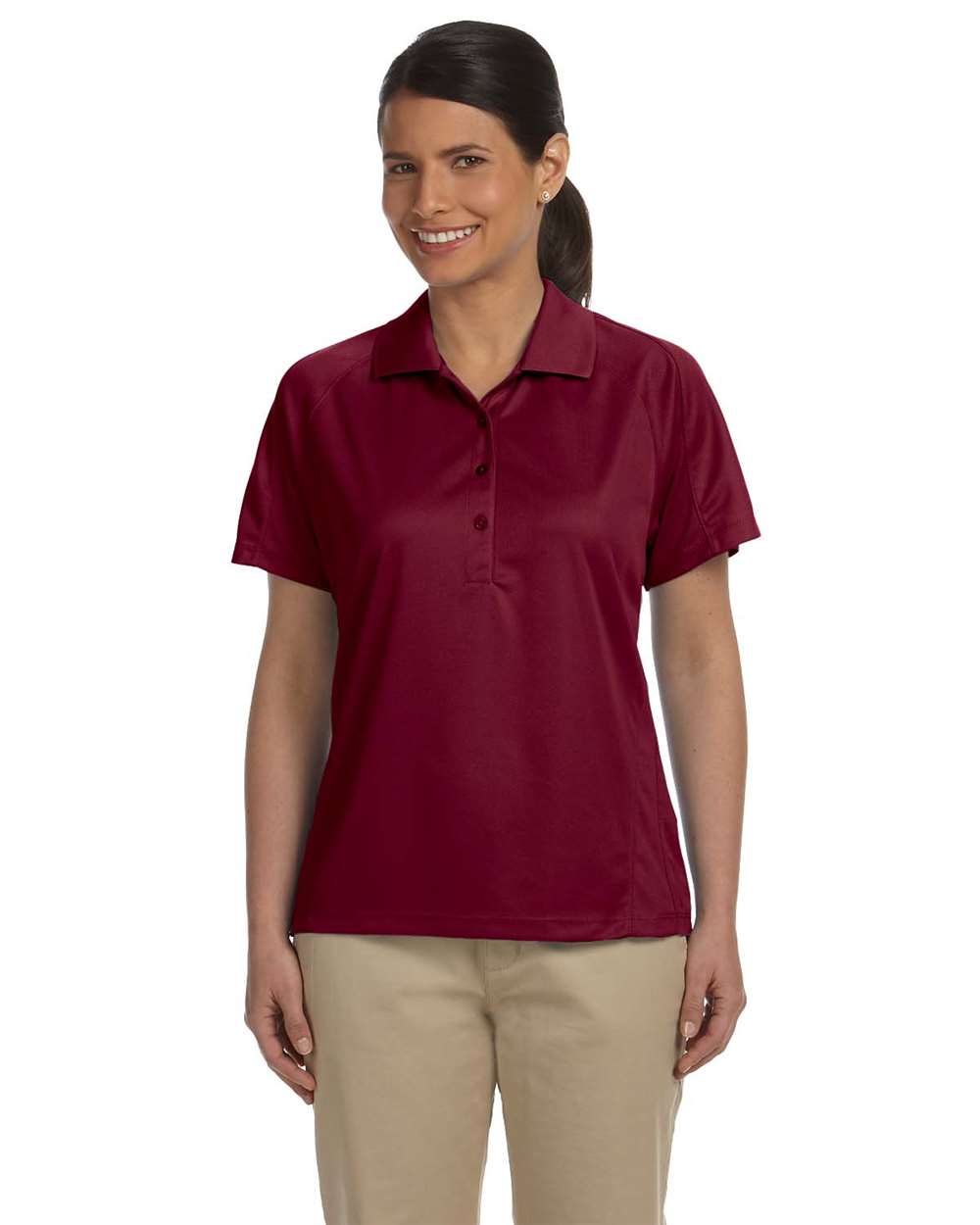 Women's Polytech Mesh Insert Polo - OnModelFront - B223B9533 - Maroon